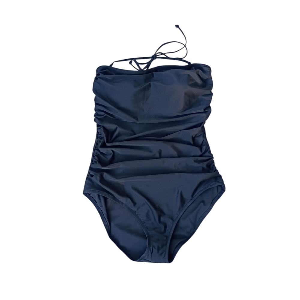 J. Crew Black Ruched One-Piece Swimsuit sz L NEW